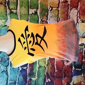 🔥Vintage Y2K Dip Dye Japanese "Love" Fire Shirt Tank Top Glitter Velvet